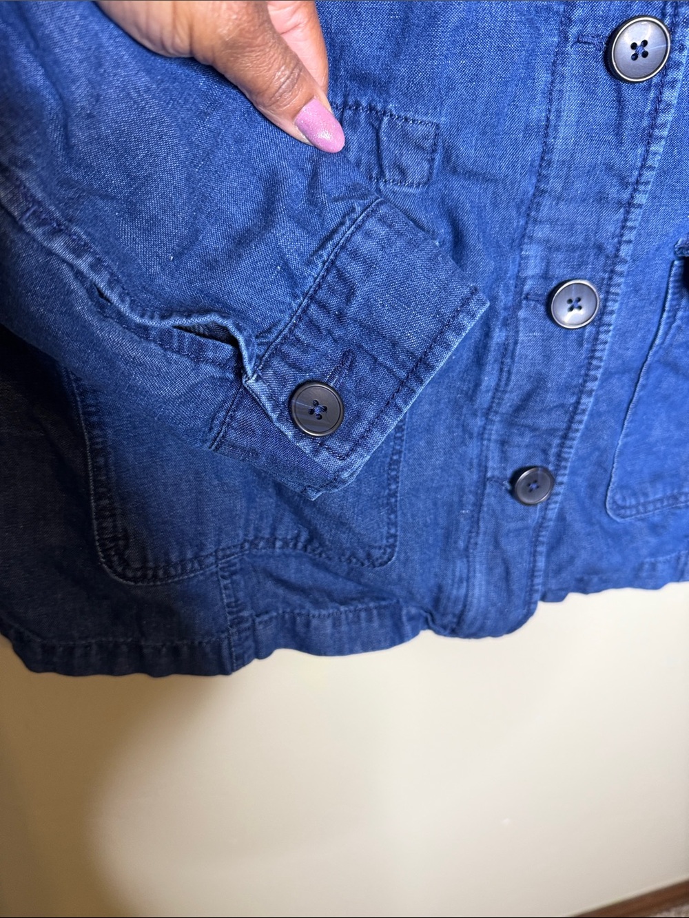 Talbots Dark Blue Denim Utility Jacket with Patch Pockets - Picture 4 of 8
